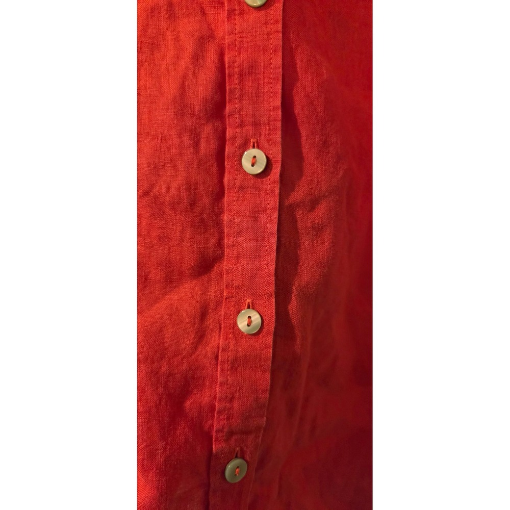 Chicos Red 100% Linen Button Down Shirt 3/4 Sleeve Size 1 US 8 570367208 - Picture 7 of 8
